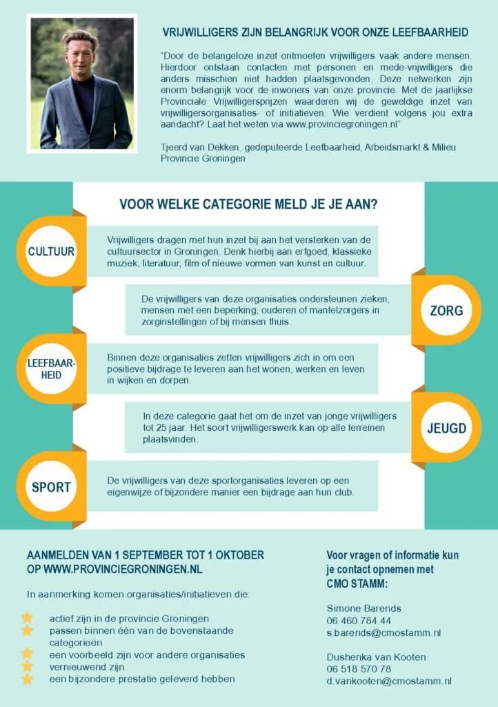 flyer Prov. vrijwilligersprijs Groningen 2021