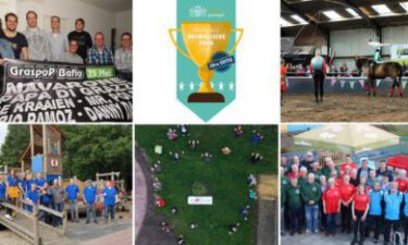 fotos van de 5 winnaars en het logo van de vrijwilligersprijs